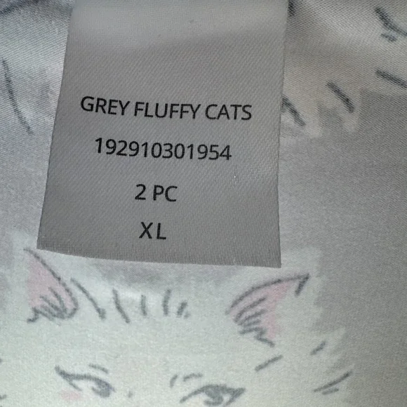 Munki Munki Pajama Set XL Gray Pastel Cat Face Bow Print Button Up Super Soft - Picture 9 of 11
